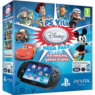 Sony PS Vita Crystal Black Wi-Fi + 3G + Карта Памяти 16Gb + Disney Mega Pack (6 игр) + USB кабель + Чехол